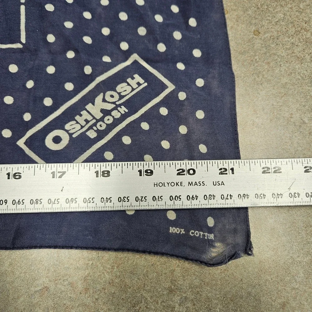 Vintage OshKosh B'gosh Union Made Bandana Navy Blue Polka Dot Workwear Logo